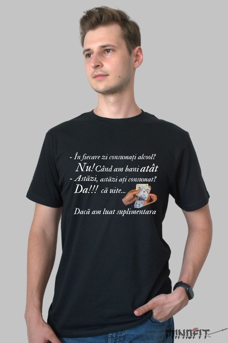 Tricou Amuzant "In fiecare zi consumati alcool" barbat negru