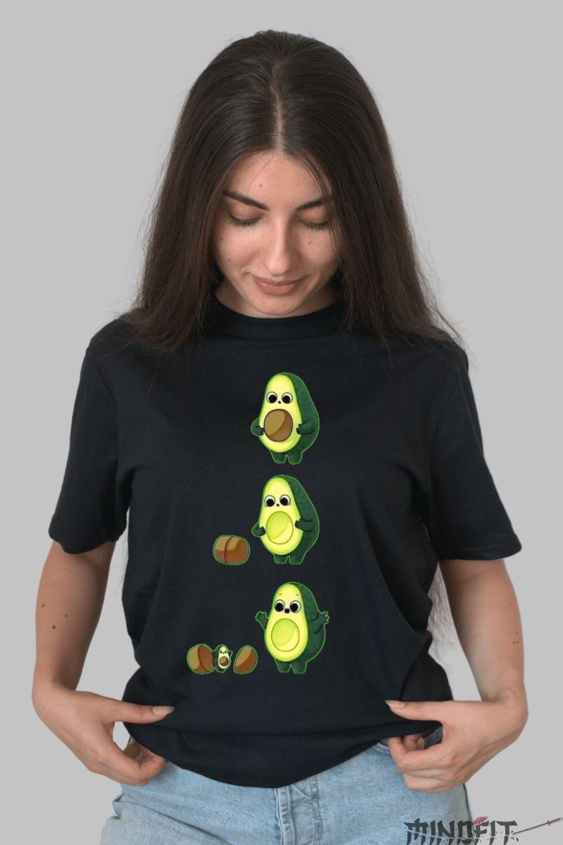 Tricou Avocado Simpatic dama negru fata
