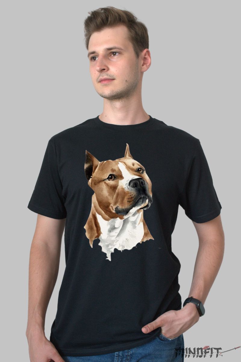 Tricou Caine Amstaff barbat negru fata