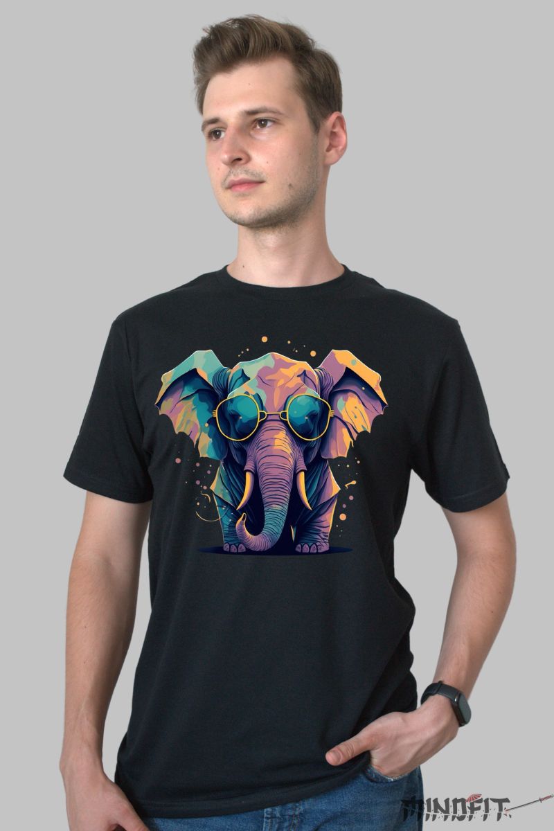 Tricou Elefant Cool barbat negru fata