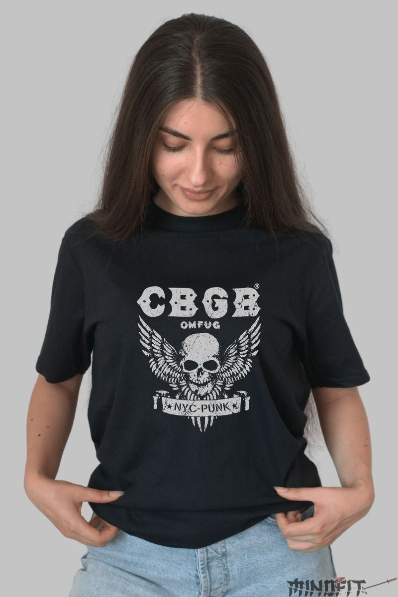 Tricou Rock -CBGB Skull Punk dama negru