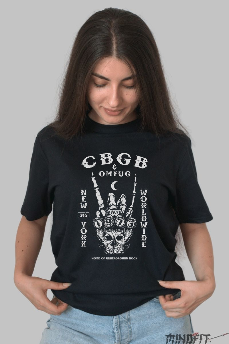 Tricou Rock -CBGB Worldwide Skull dama negru