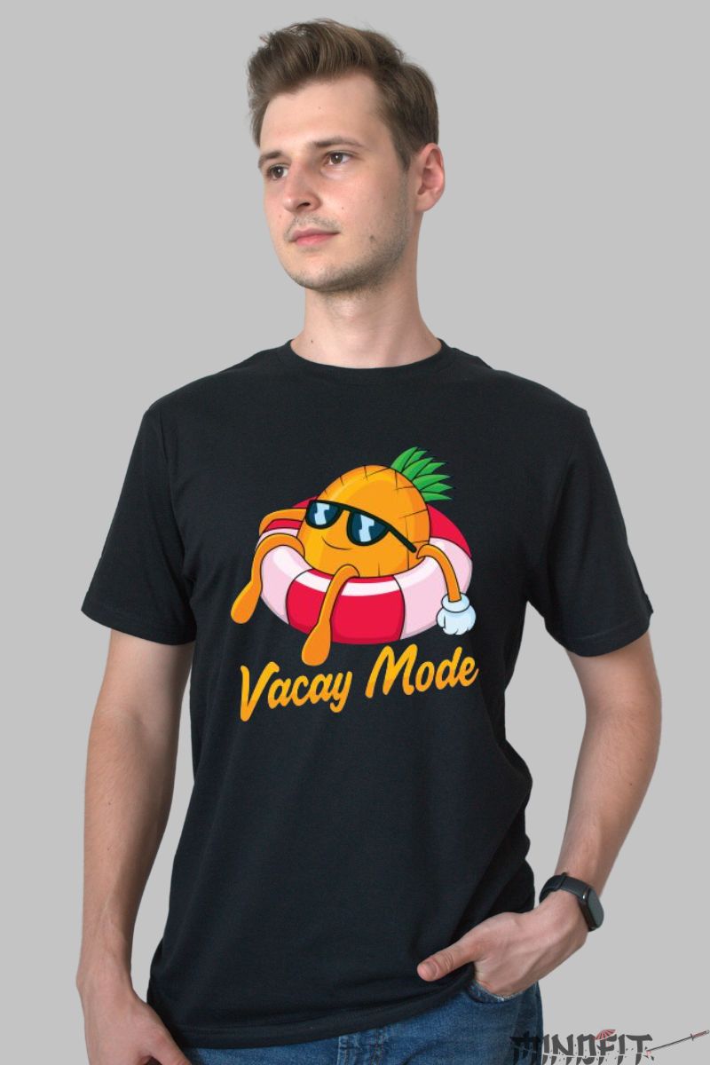 Tricou cu Ananas Vacay Mode barbat negru fata