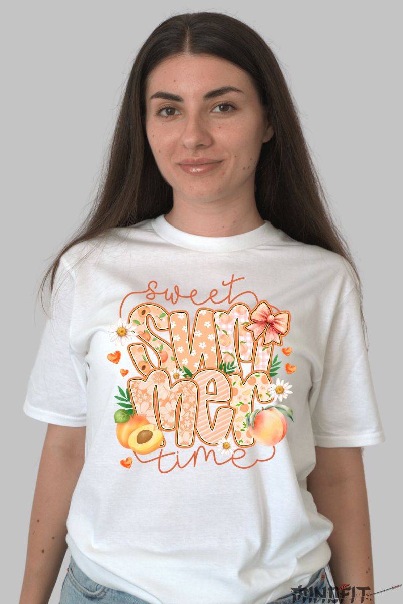 Tricou de vara -Peachy Mood alb dama
