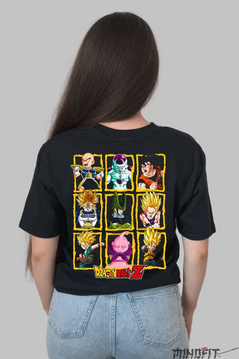 Tricou Anime Dragon Ball Z -Colaj Eroi si Villaini fata negru spate