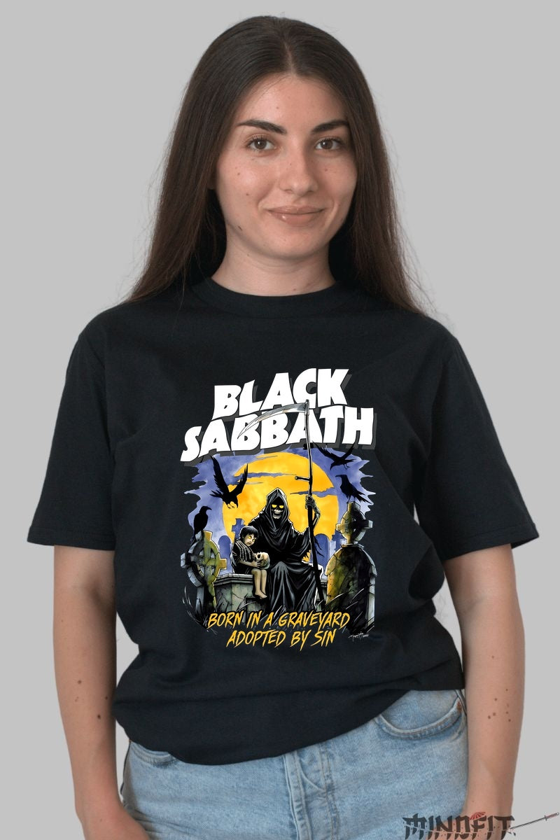 Tricou Black Sabbath - Born in a Graveyard fata negru