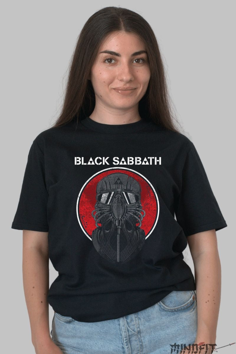 Tricou Black Sabbath - Masca Distorsionata fata negru