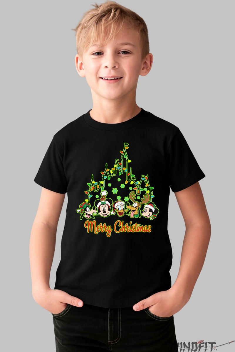 Tricou De Craciun Copii - Gasca Vesela La Castel baiat negru