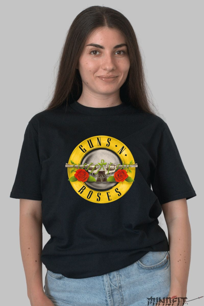 Tricou Guns N' Roses - Emblema Legendara Rock dama negru