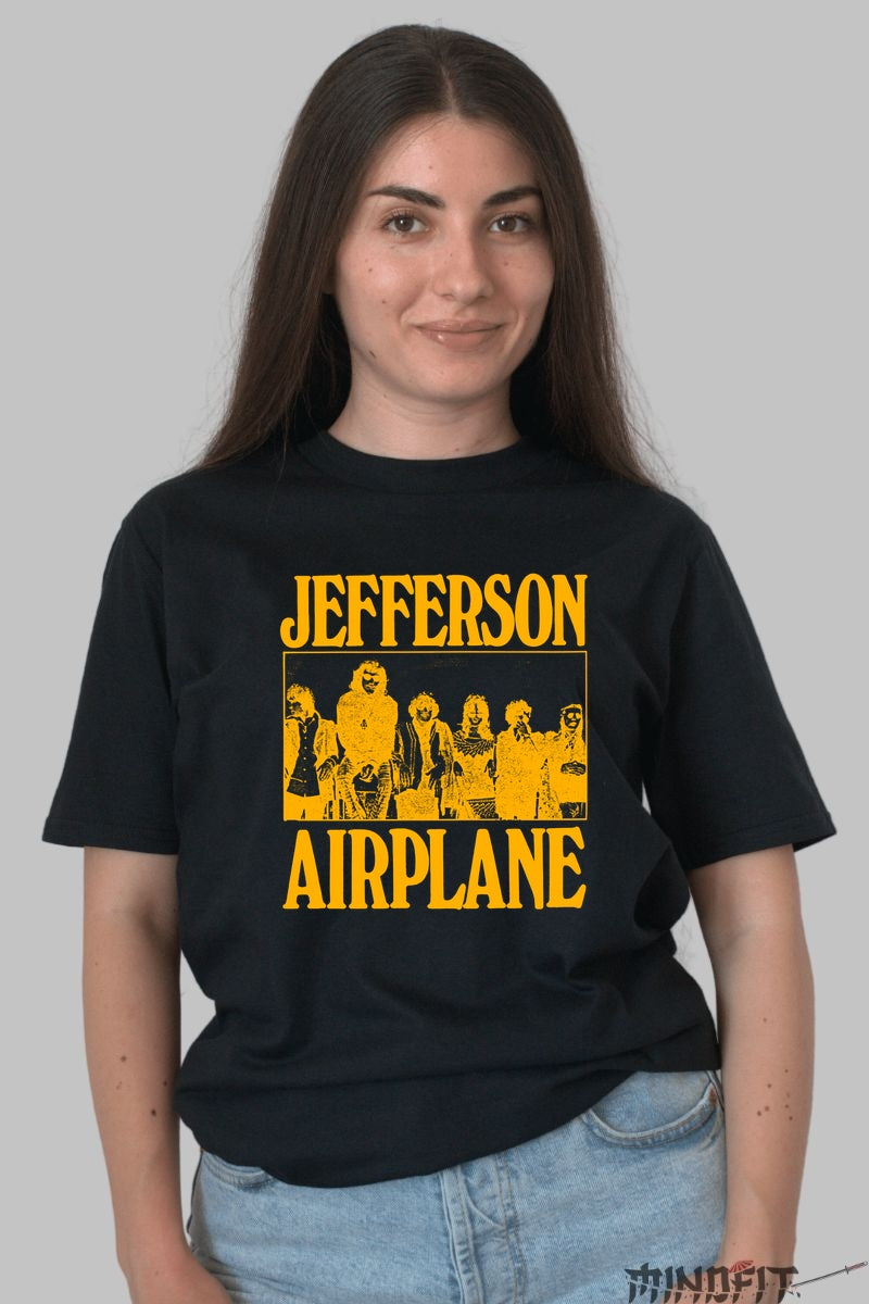 Tricou Jefferson Airplane - Psychedelic Rock Vibes dama negru