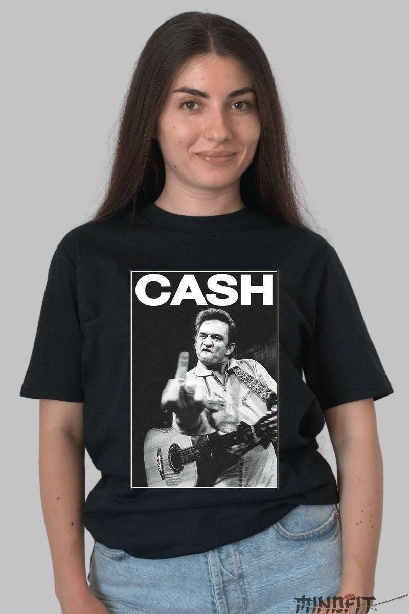 Tricou Johnny Cash - Atitudinea rebelului legendar dama negru