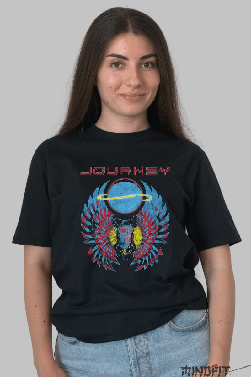 Tricou Journey - Scarabeul Cosmic Retro dama negru