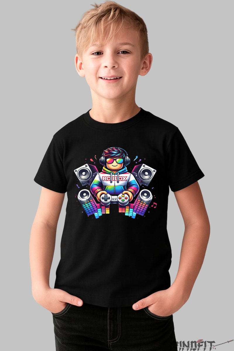 Tricou Roblox - DJ Gamer Vibes baiat negru
