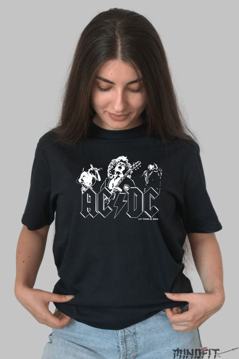 Tricou Rock Band AC/DC - Let There Be Rock dama negru