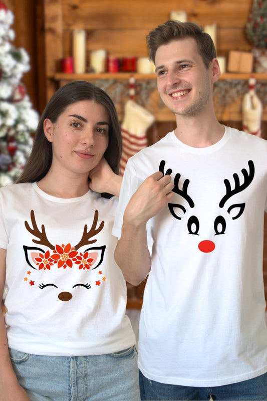 Set Tricouri Cuplu Reni Minimalisti cuplu