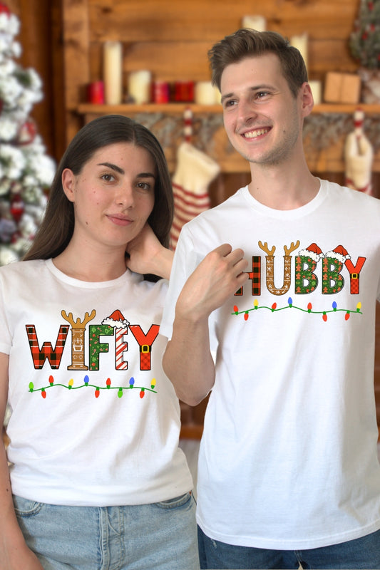 Set Tricouri Cuplu Wifey Hubby Lights cuplu