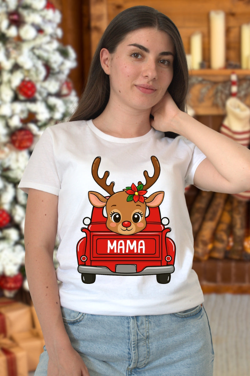 Set Tricouri Pentru Familie De Craciun Cu Masini Personalizat Cu Nume mama