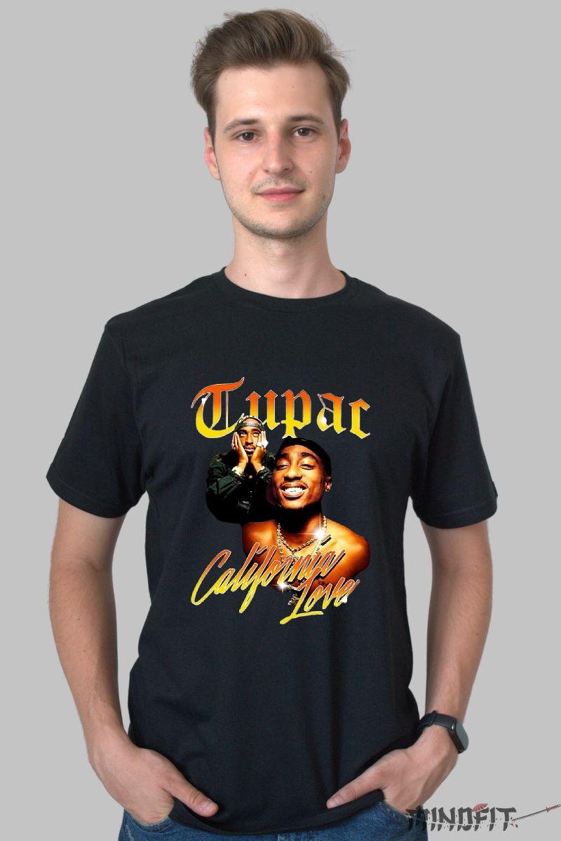 Tricou 2pac West Coast barbat negru fata