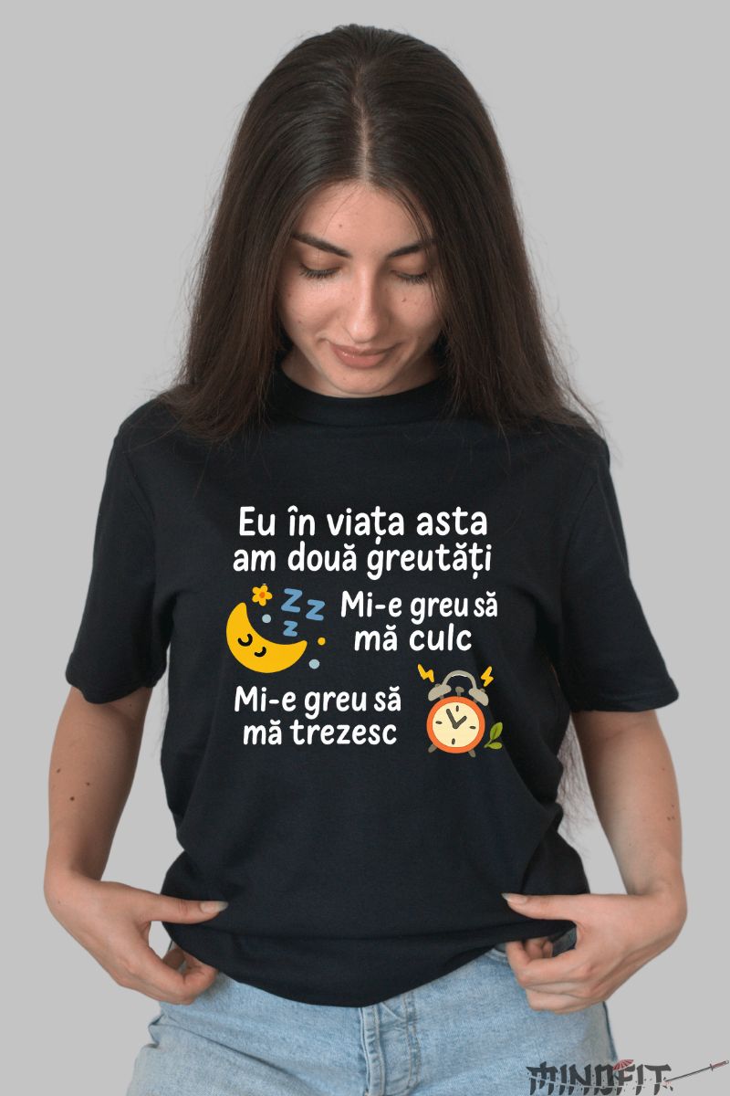 Tricou Amuzant Am Doua Greutati dama negru