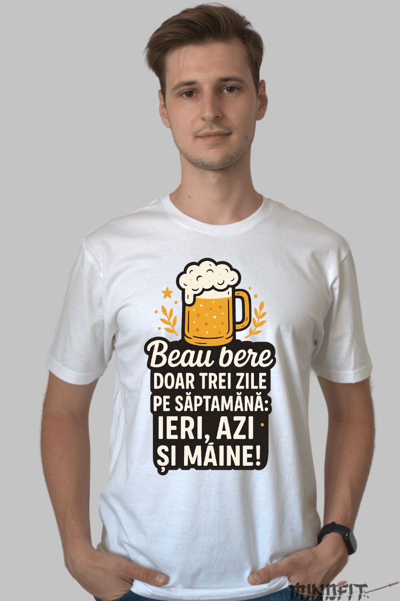 Tricou Amuzant Beau Bere barbat alb fata