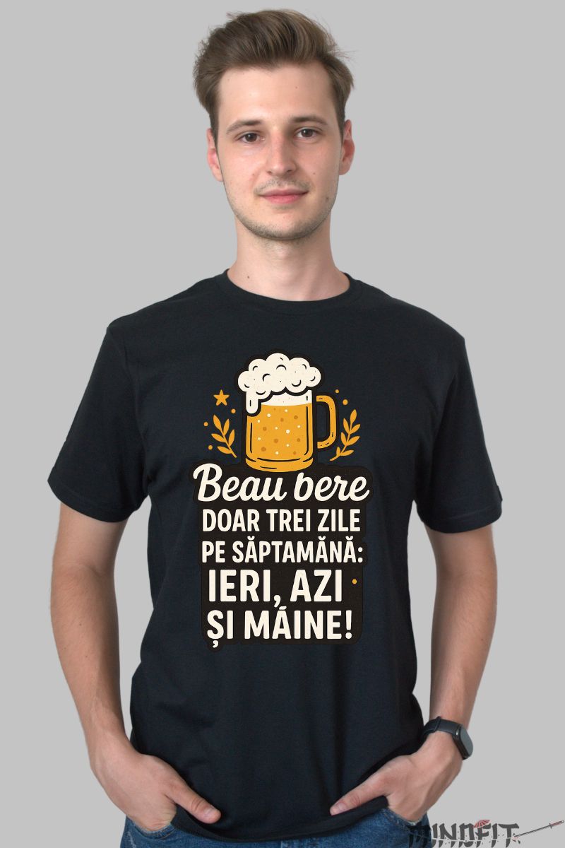 Tricou Amuzant Beau Bere barbat negru fata