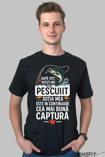 Tricou Amuzant Despre Pescuit barbat negru fata
