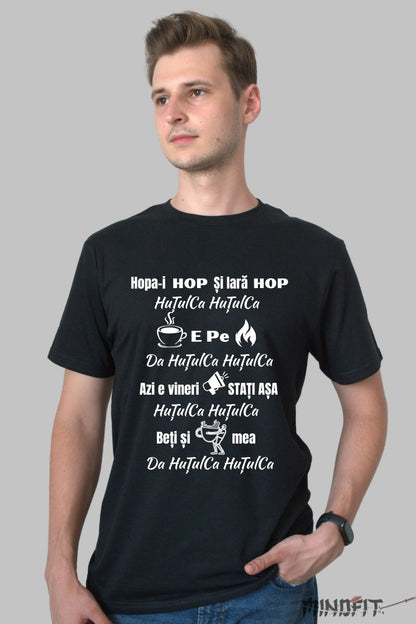 Tricou Amuzant Hutuica Hutuica barbat negru fata