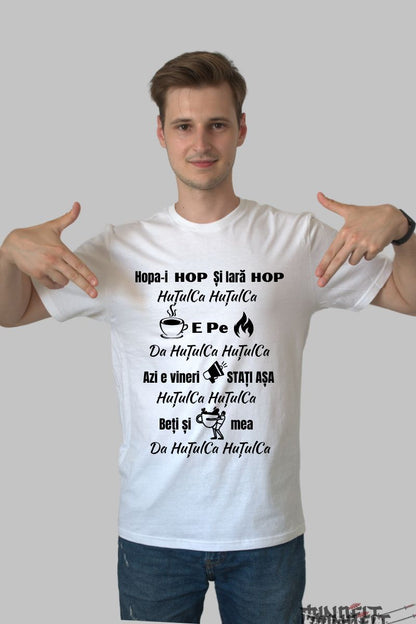 Tricou Amuzant Hutuica Hutuica barbat alb fata