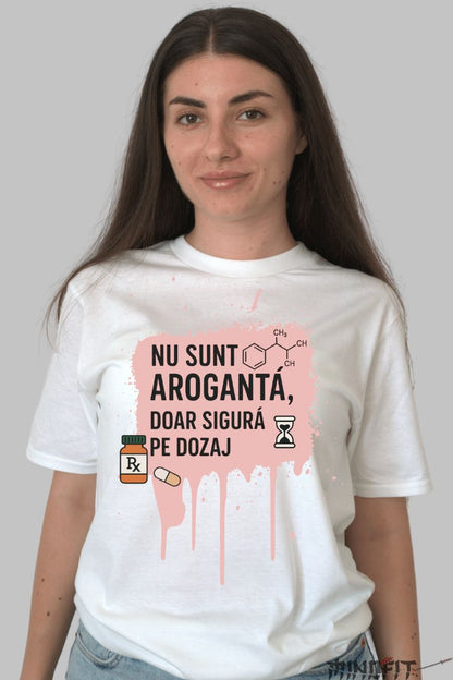 Tricou Cu Mesaj Amuzant -Libera Pe Dozaj alb dama