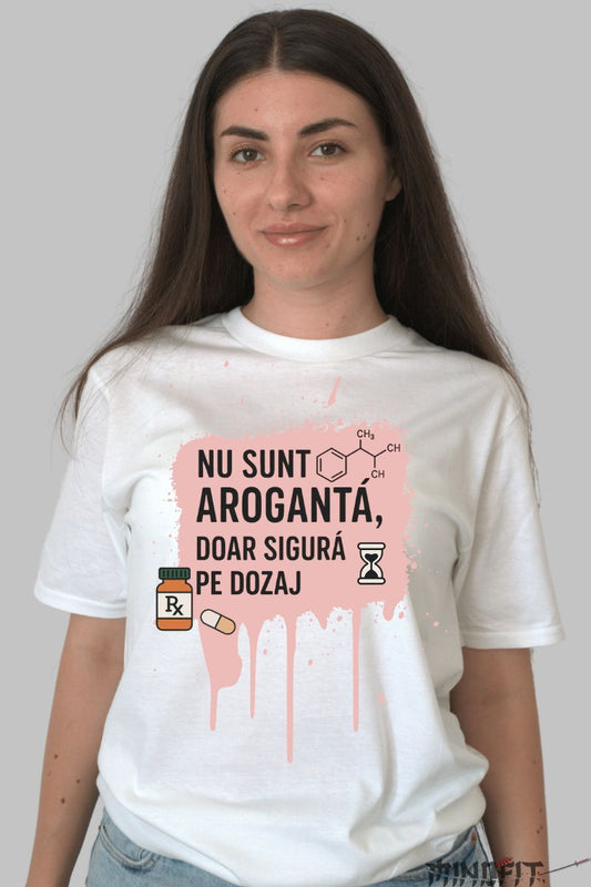 Tricou Cu Mesaj Amuzant -Libera Pe Dozaj alb dama