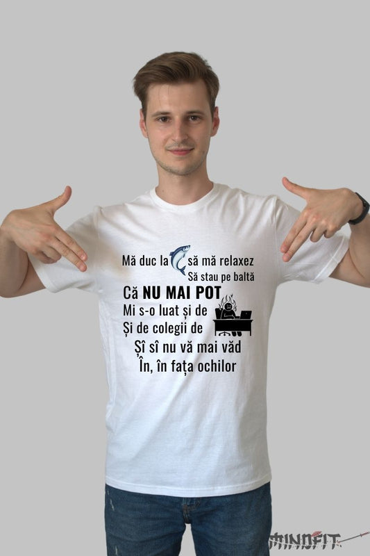 Tricou Amuzant Pentru Pescuit barbat alb