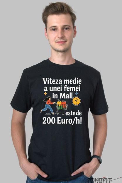 Tricou Amuzant Viteza Medie barbat negru fata