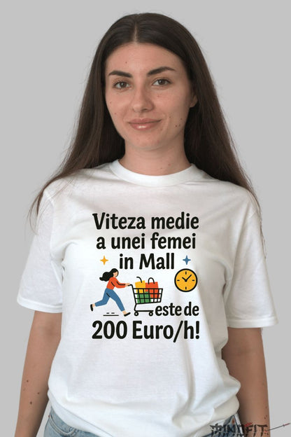 Tricou Amuzant Viteza Medie dama alb fata
