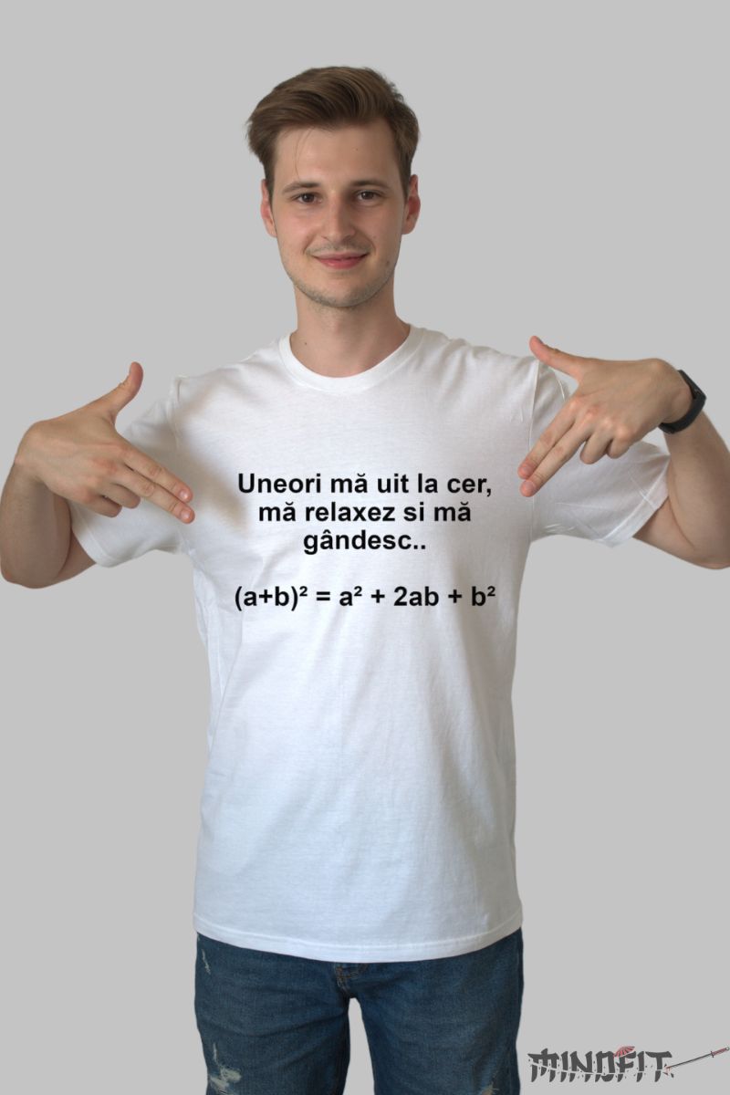 Tricou cu Formula Matematica barbat alb fata