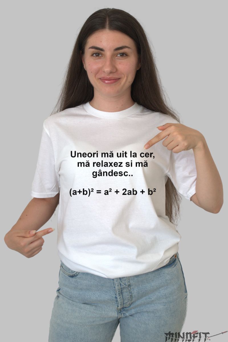 Tricou cu Formula Matematica dama alb fata