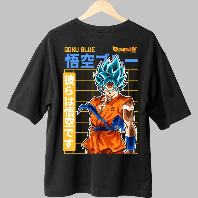 Tricou Anime Dragon Ball Son Goku Blue Samurai negru spate