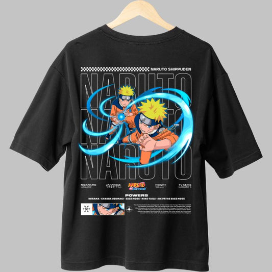 Tricou Anime Naruto Clone Rasengan negru spate