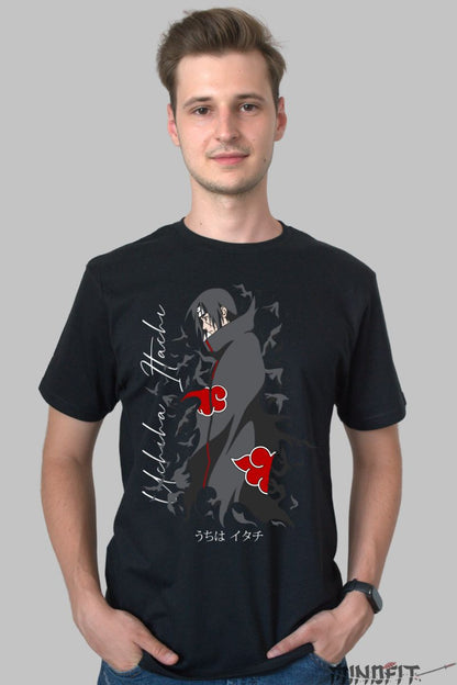 Tricou Anime Naruto Itachi Uchiha Hache barbat negru fata