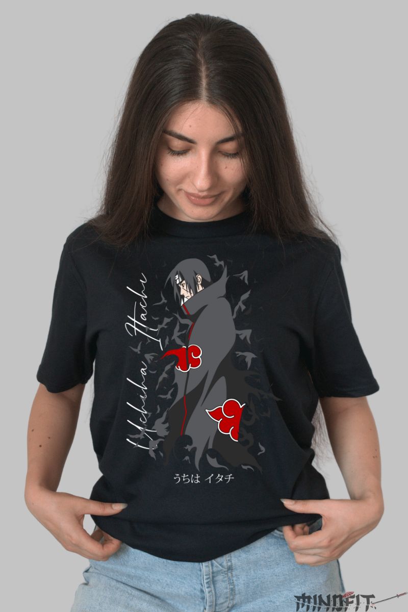 Tricou Anime Naruto Itachi Uchiha Hache dama negru fata
