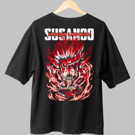 Tricou Anime Naruto Itachi Uchiha Susanoo negru spate