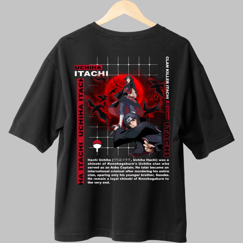 Tricou Anime Naruto Itachi Uchiha negru spate