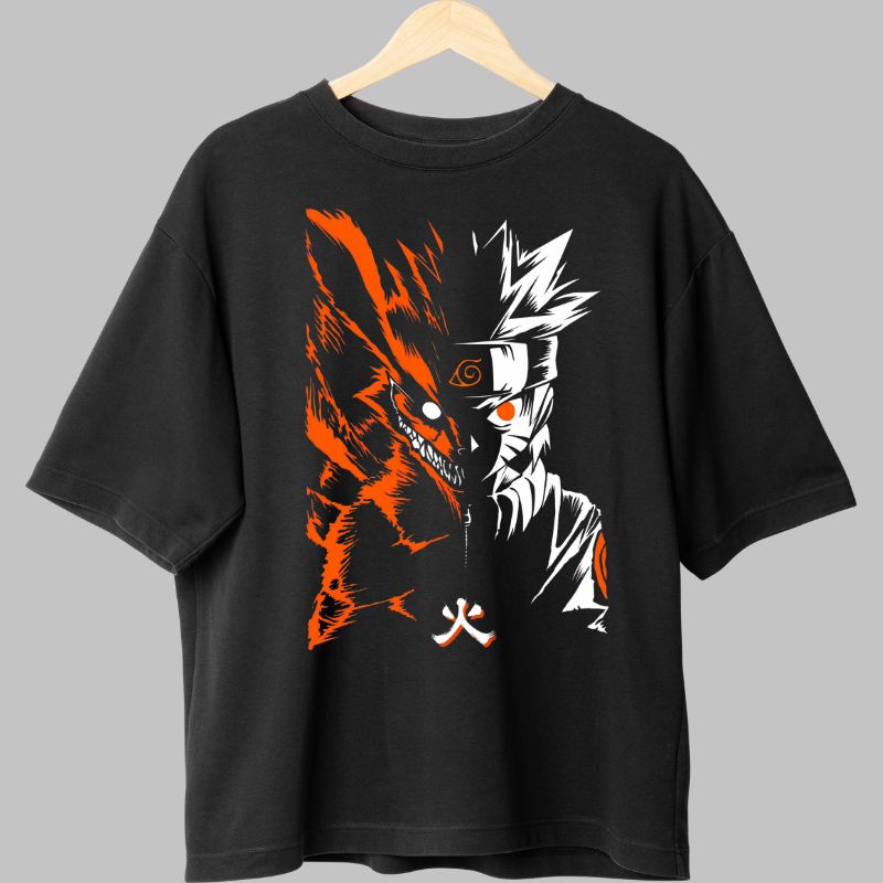 Tricou Anime Naruto Orange and White negru fata
