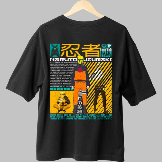 Tricou Anime Naruto Seventh Hokage negru spate