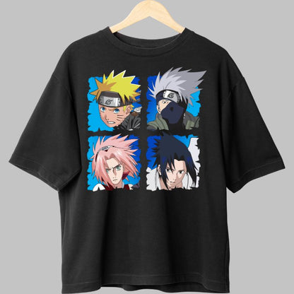 Tricou Anime Naruto Shinobi Squad 7 negru fata