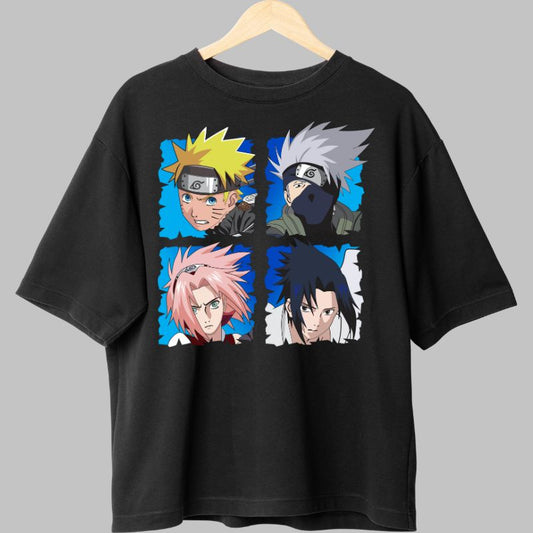 Tricou Anime Naruto Shinobi Squad 7 negru fata