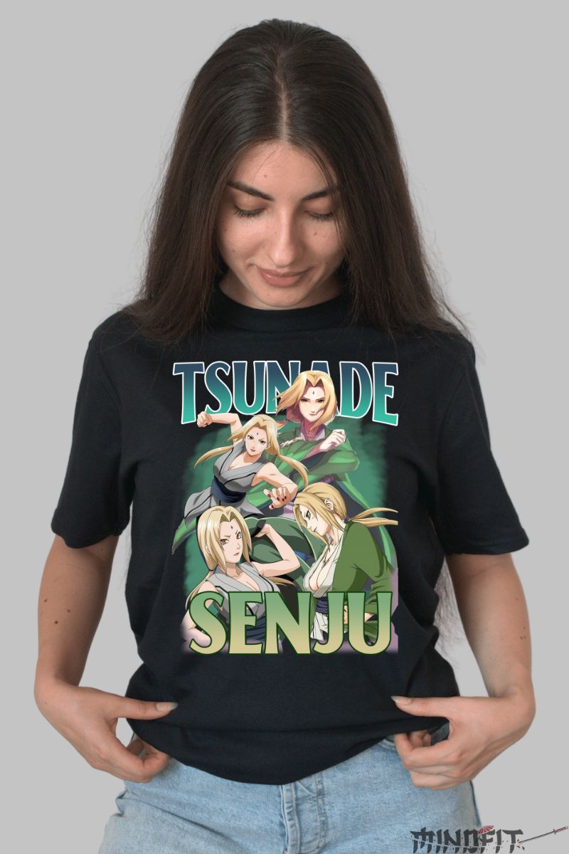 Tricou Anime Naruto Tsunade Senju dama negru fata