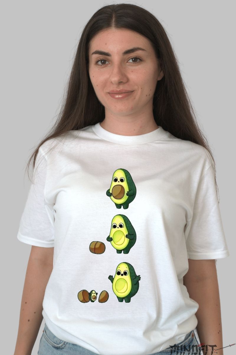 Tricou Avocado Simpatic dama alb fata