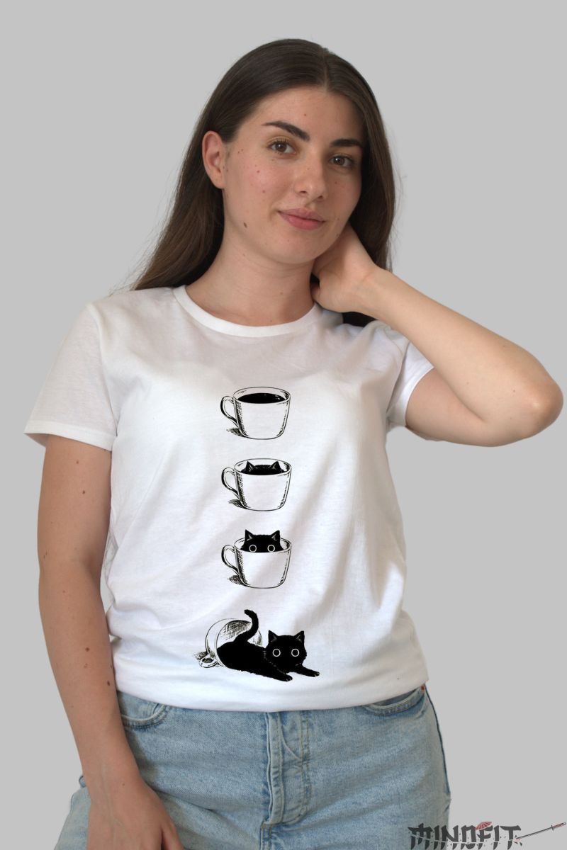 Tricou Catcoffee dama alb fata
