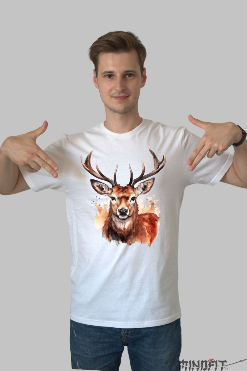 Tricou Cerb Impunator barbat alb fata