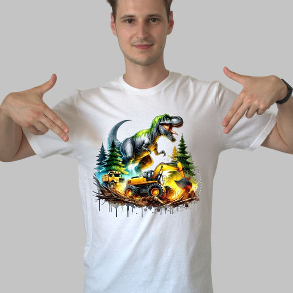Tricou Dinozaur si Peisaj Montan